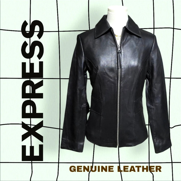 Express Jackets & Blazers - 🆕️EXPRESS Genuine Leather Jacket NWT Size 2 – Timeless Style & Elegance! ✨
